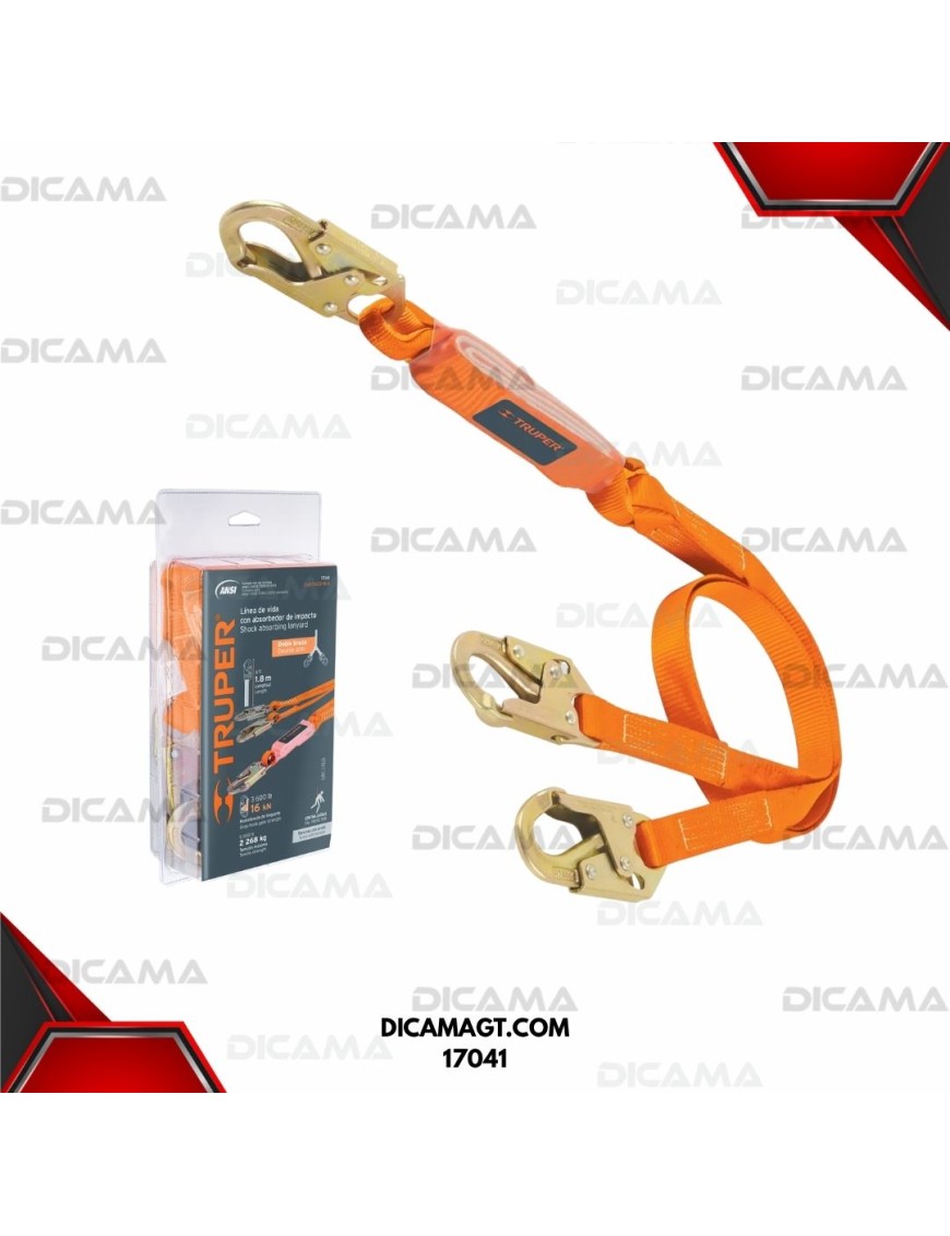 LINEA DE VIDA CON ABSORBEDOR DE IMPACTO, DOBLE BRAZO, ANSI TRUPER 17041