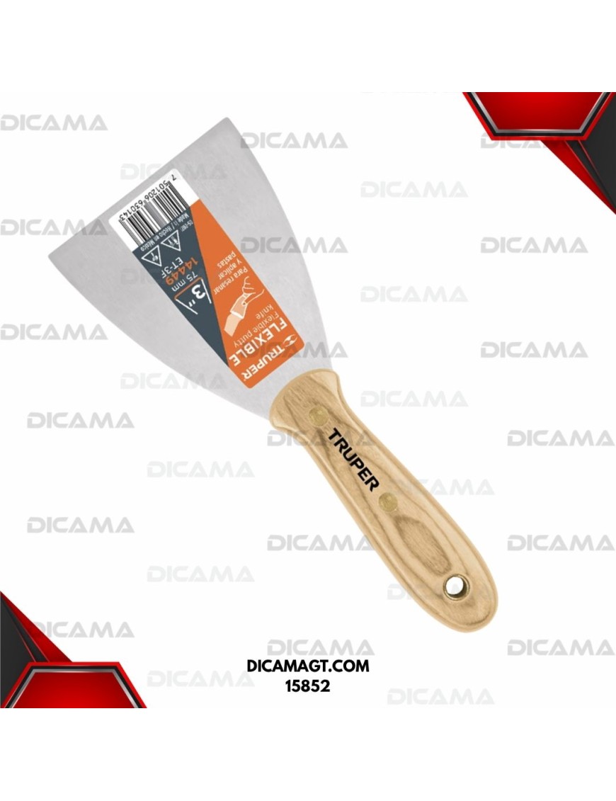 ESPÁTULA FLEXIBLE 3 CON MANGO DE MADERA TRUPER 14449