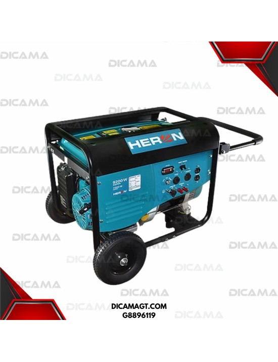 GENERADOR ELECTRICO 9,000 WATT C/ATS GAS 15HP 110/220 MANUAL HERON G8896119