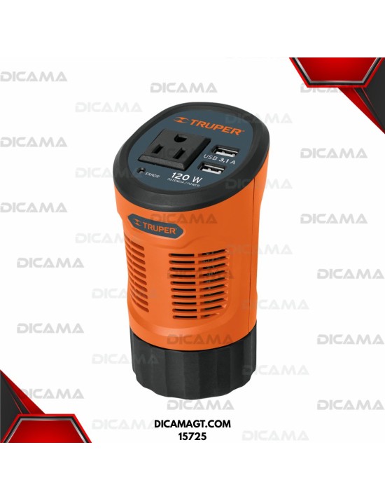 INVERSOR DE CORRIENTE 120 WATTS TIPO VASO TRUPER 15725