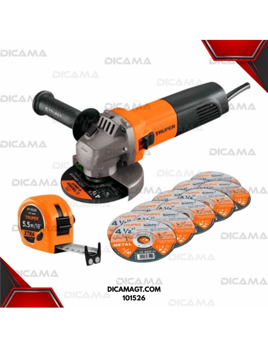 PULIDORA 4 1/2 700 WATTS 10 DISCOS Y FLEXÓMETRO TRUPER 101526