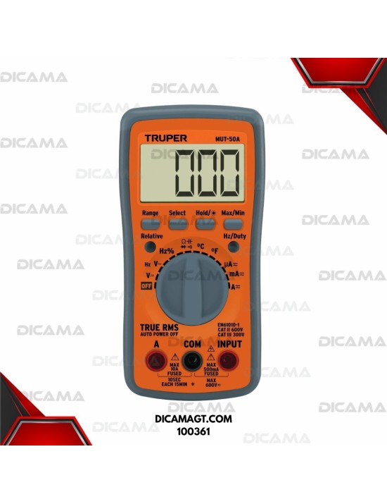 MULTIMETRO PROFESIONAL CON RMS VERDADERO Y AUTO RANGO TRUPER 100361