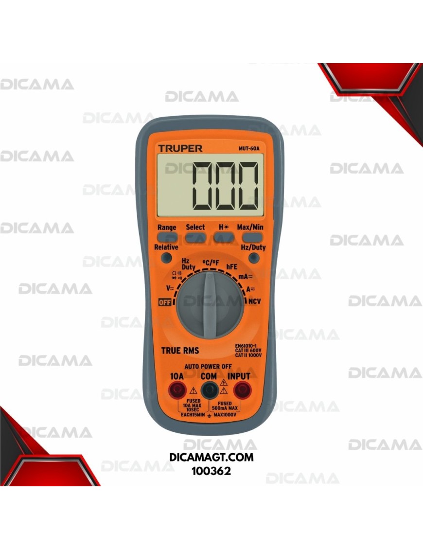 MULTIMETRO PROFESIONAL CON RMS VERDADERO Y AUTO RANGO DELUXE TRUPER 100362
