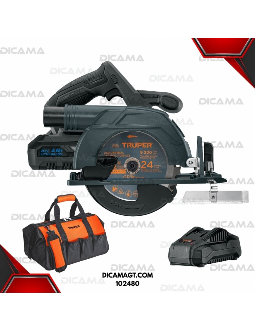 SIERRA CIRCULAR 6 1/2  INALAMBRICA 20 VOLTIOS TRUPER 102480