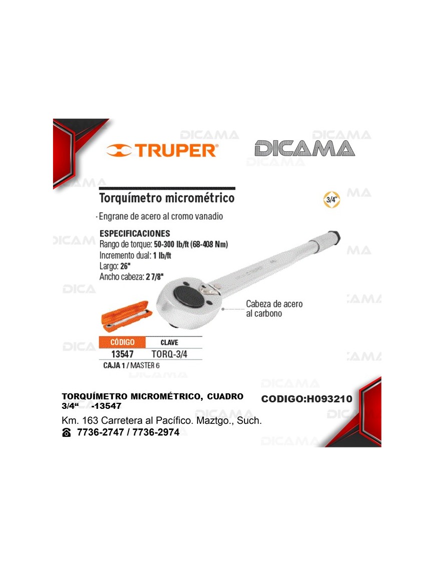 TORQUIMETRO RAIZ 3/4 50-300LBS FT TRUPER 13547
