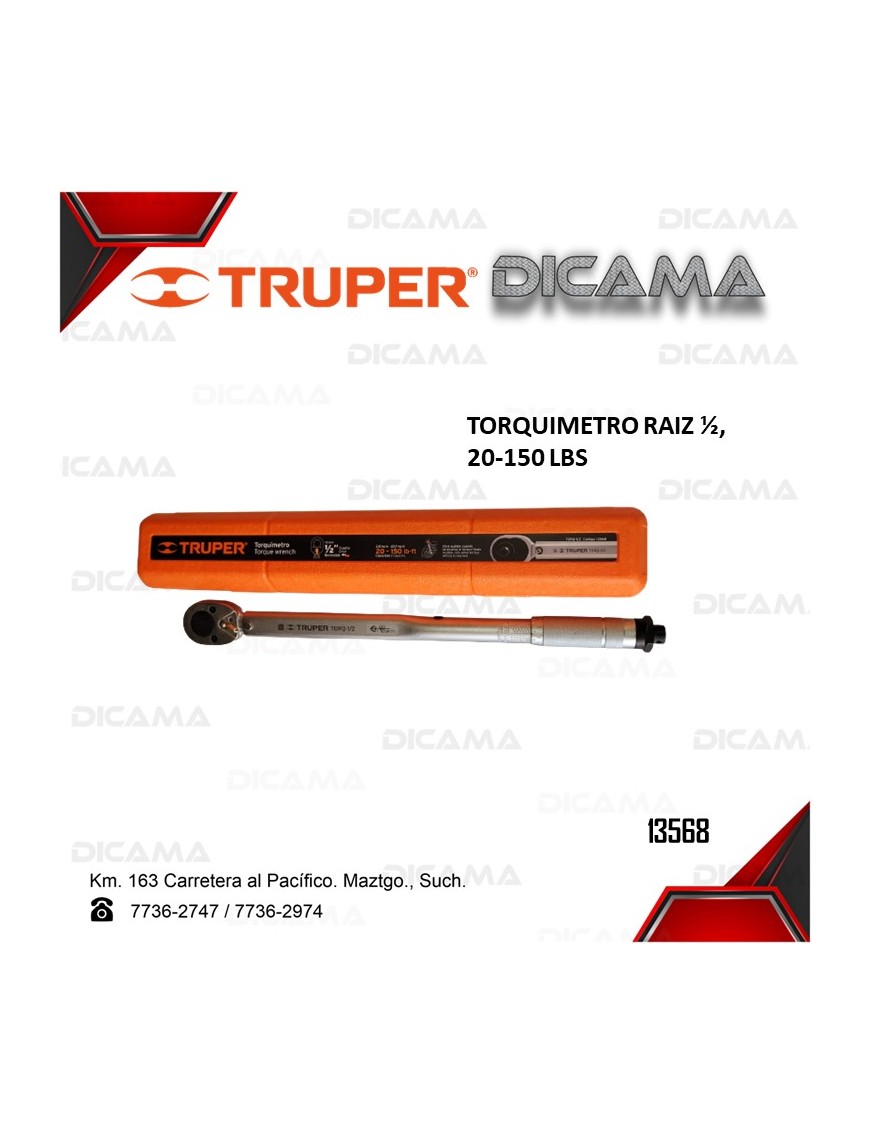 TORQUIMETRO RAIZ 1/2 20-150LBS TRUPER 13568