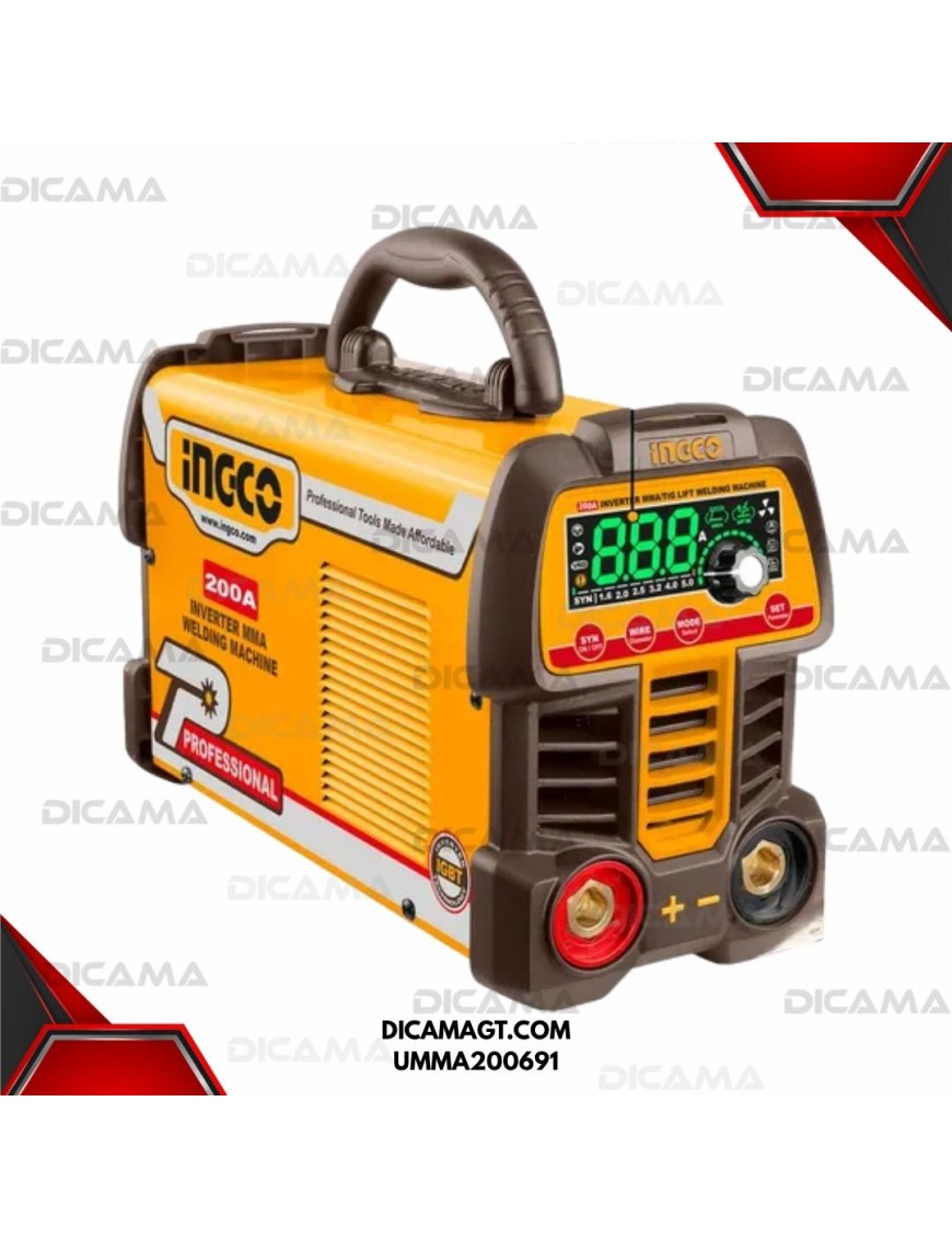 SOLDADORA 200 AMPERIOS INVERTER  MMA/TIG VRD CON CARCASA PROFESIONAL INGCO UMMA200691