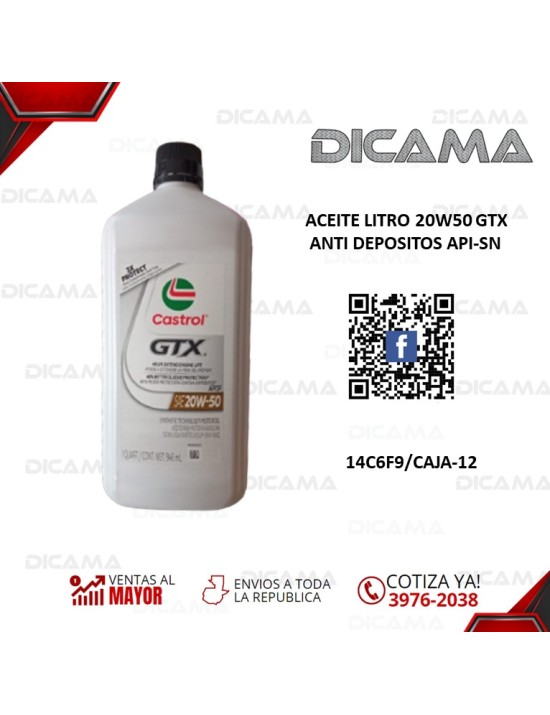 ACEITE LITRO 20W50 GTX ANTI DEPOSITOS API-SP