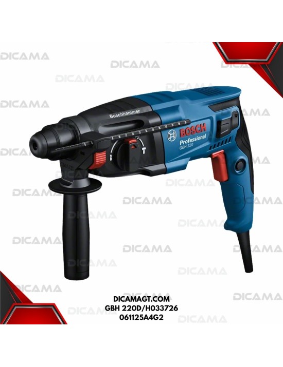 MARTILLO PERFORADOR 650W 1.7-J PROFESIONAL 2.3KG + ADAP BOSCH GBH 220D/H033726 061125A4G2