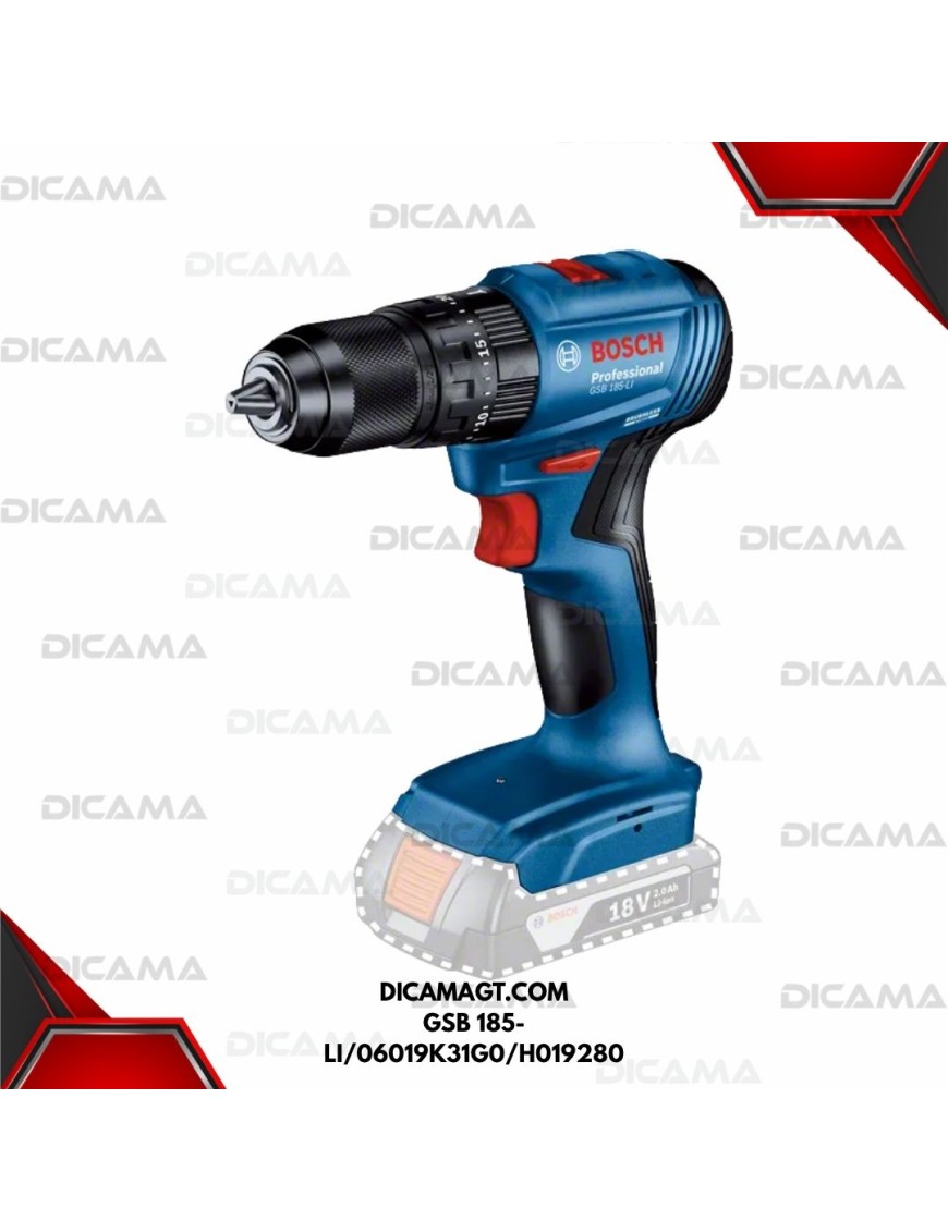 BARRENO 1/2 CON PERCUSION INALAMBRICO 18 V 2.00AH BOSCH GSB 185-LI/06019K31G0/H019280