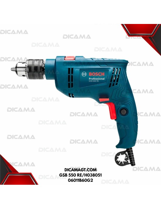 BARRENO 1/2 DE IMPACTO 550W  3,100 RPM ESTUCHE PLASTICO BOSCH GSB 550 RE/H038051 06011B60G2