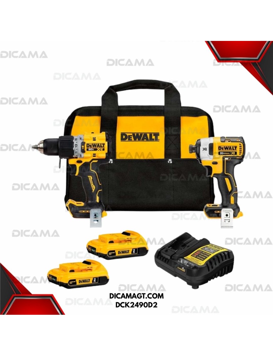 BARRENO/TALADRO INALAMBRICO 20 VOLTIOS COMBO DEWALT DCK2490D2