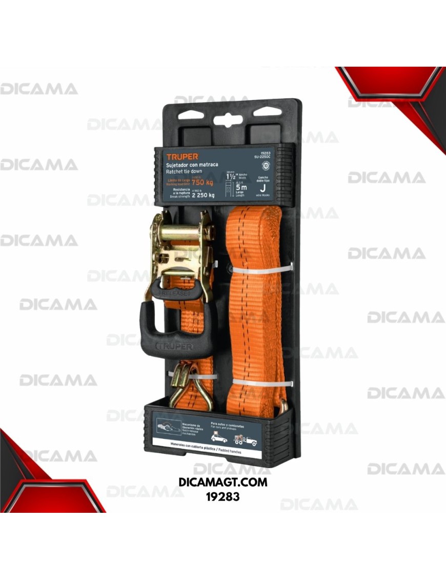 CINCHO PARA CARGA 1 PZAS CON RACHT 5 MTS 2250 KG TRUPER 19283