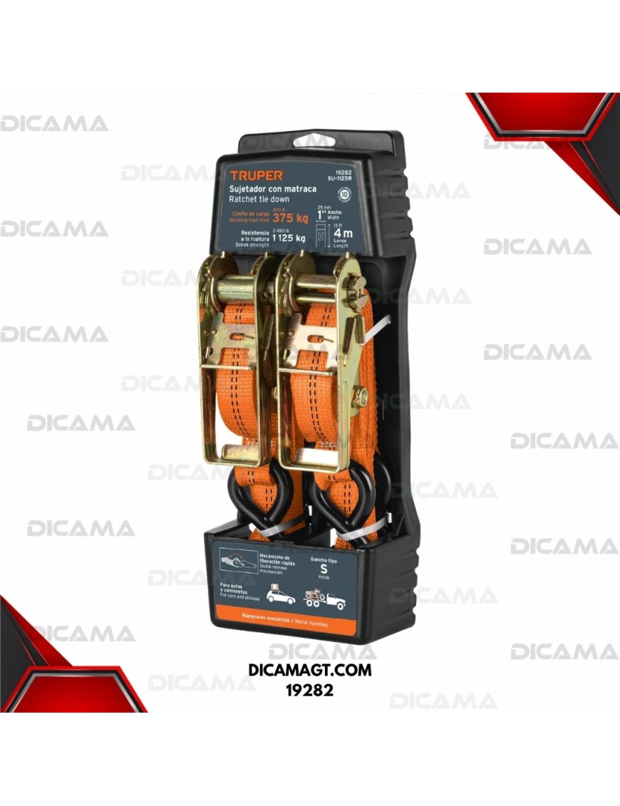 CINCHO 2 PCS CON RACTH CARGA MÁXIMA 1125 KG TRUPER 19282