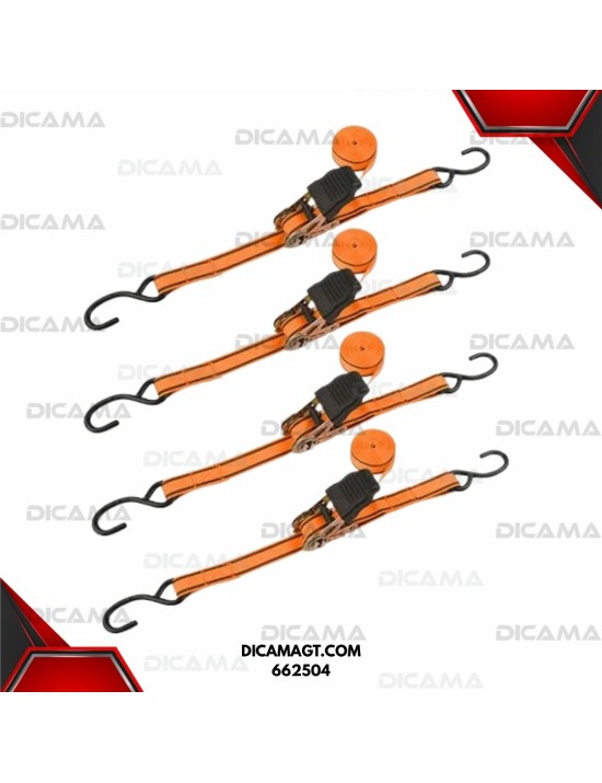 CINCHO 4 PCS  CON RACTH  DE CARGA 25MMX5M WOKIN 662504