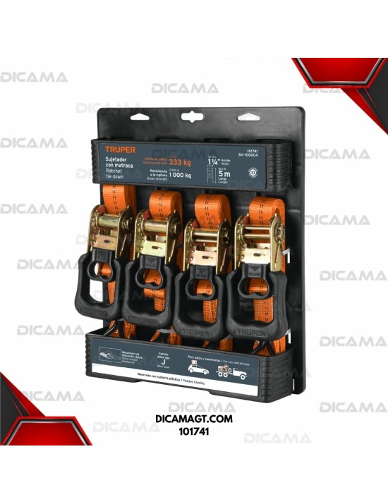 CINCHO 4 PCS CON RACTHCARGA MÁXIMA 1000 KG TRUPER 101741
