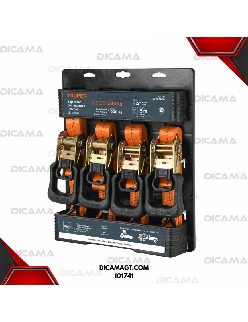 CINCHO 4 PCS CON RACTHCARGA MÁXIMA 1000 KG TRUPER 101741