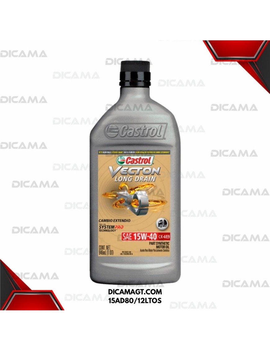 ACEITE LITRO 15W40 VECTON API CJ4 CASTROL 15AD80/12LTOS