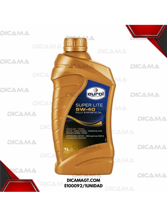 ACEITE LITRO 5W40 SUPER LITE EUROL E100092/1UNIDAD
