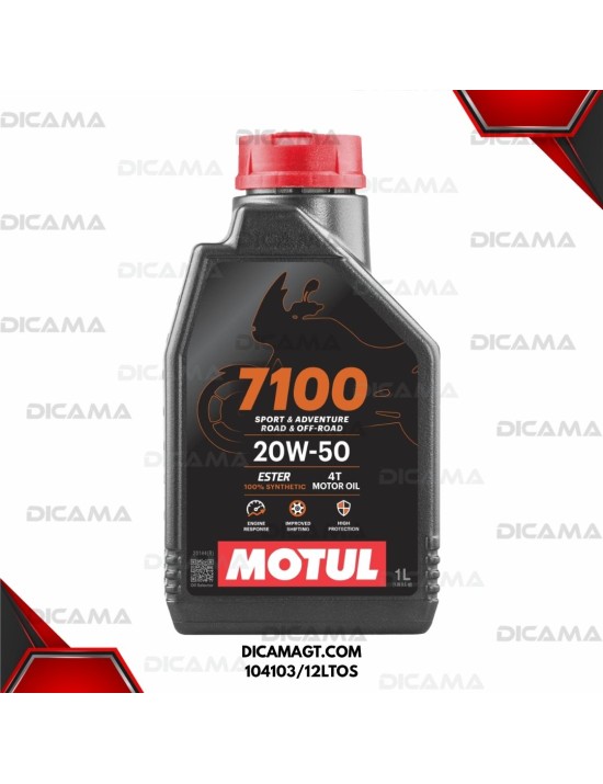 ACEITE LITRO 20W50 4T 7100  100% SYNTHÈSE MOTUL 104103/12LTOS