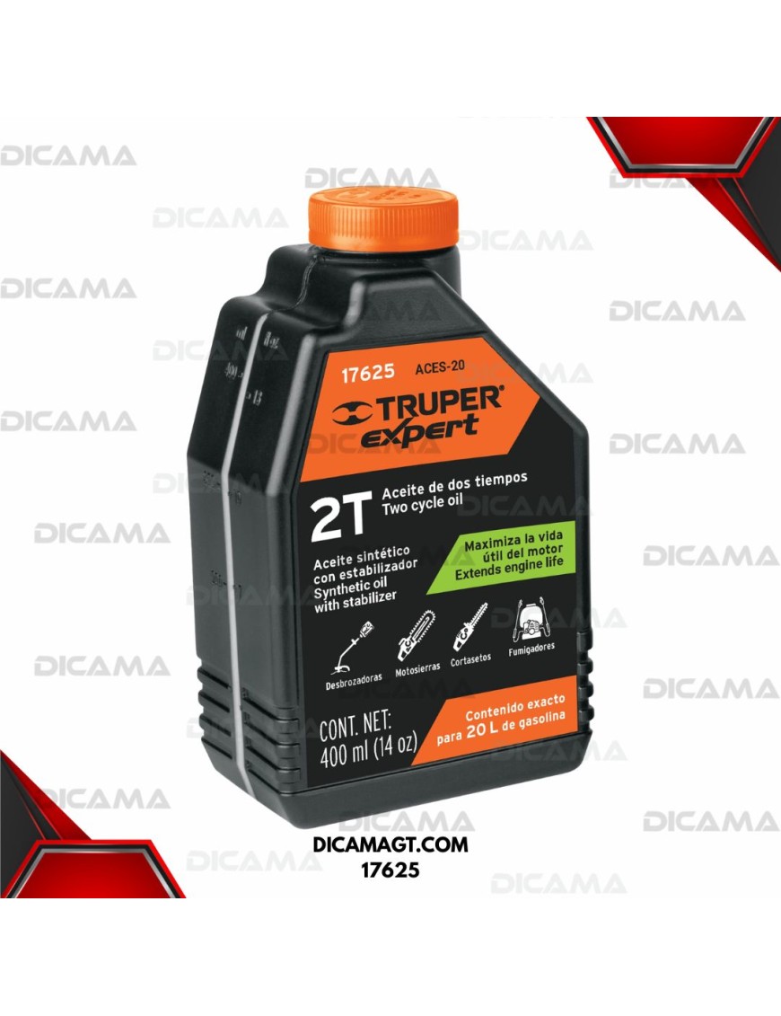 ACEITE LITRO 2T SINTETICO CON ESTABILIZADOR 400 ML TRUPER 17625