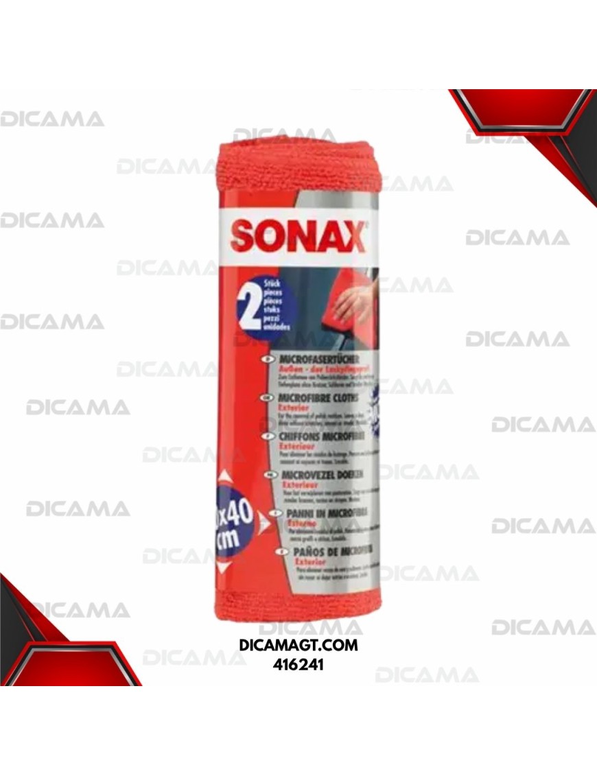 PAÑO MICRO FIBRA EXTERIOR ROJO 2 PCS SONAX 416241