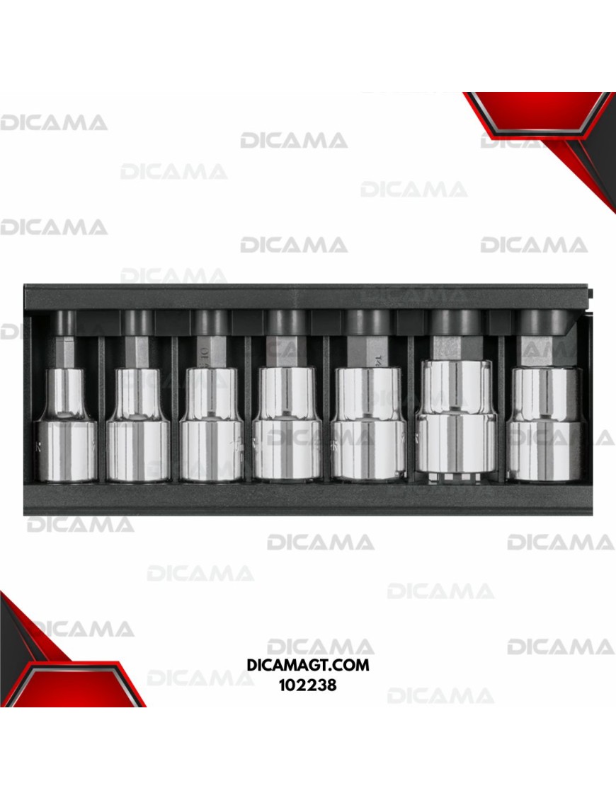 JUEGO DE COPAS PUNTA HEXAGONAL 1/2 7PCS TRUPER 102238
