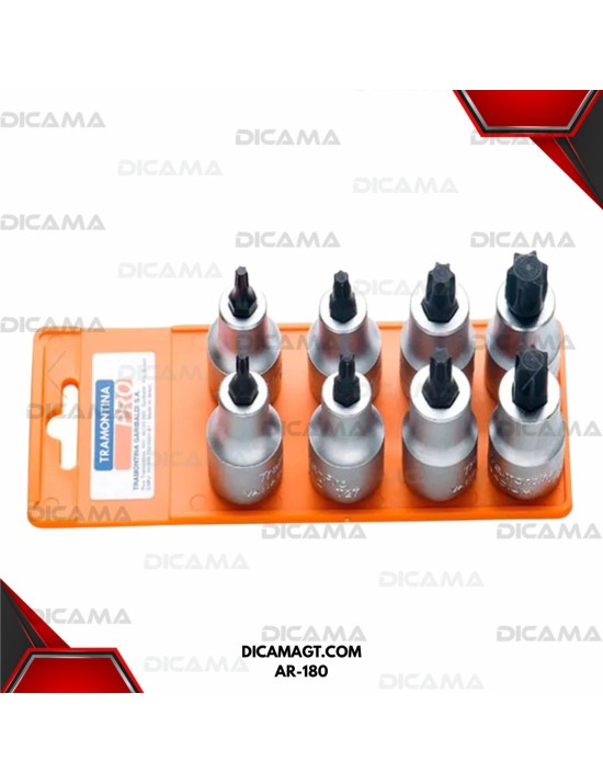 JUEGO DE COPAS 1/2 8PCS PUNTA TRAFIX T20-T60 TRAMONTINA 44844-508