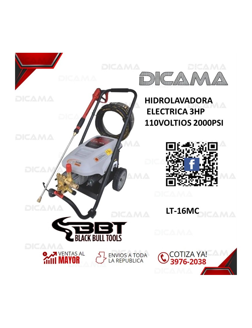 HIDROLAVADORA ELECTRICA 2000PSI 3HP 110VOLTIOS