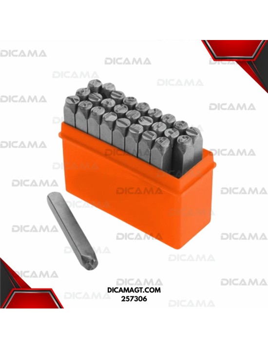 JUEGO DE PUNZONES 27 PZAS PARA MARCAR LETRAS 6MM WOKIN 257306