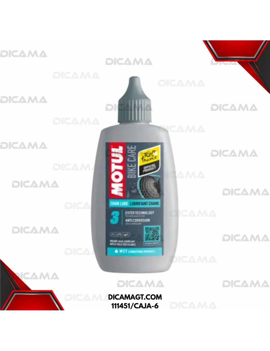 LUBRICANTE PARA CADENAS DE BICICLETA WET (HUMEDAS) MOTUL 111451/CAJA-6