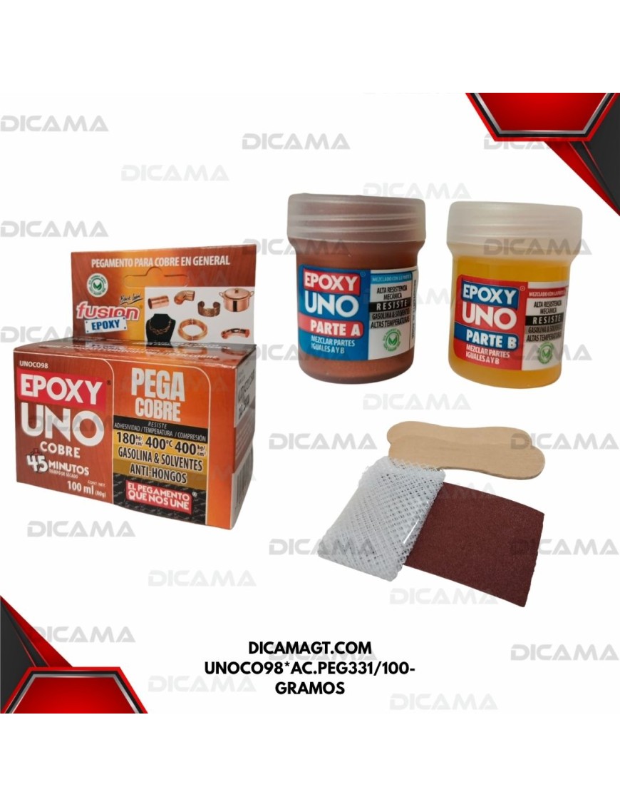 PEGAMENTO EPOXY UNO PEGA COBRE FUSION EPOXI UNOCO98*AC.PEG331/100-GRAMOS