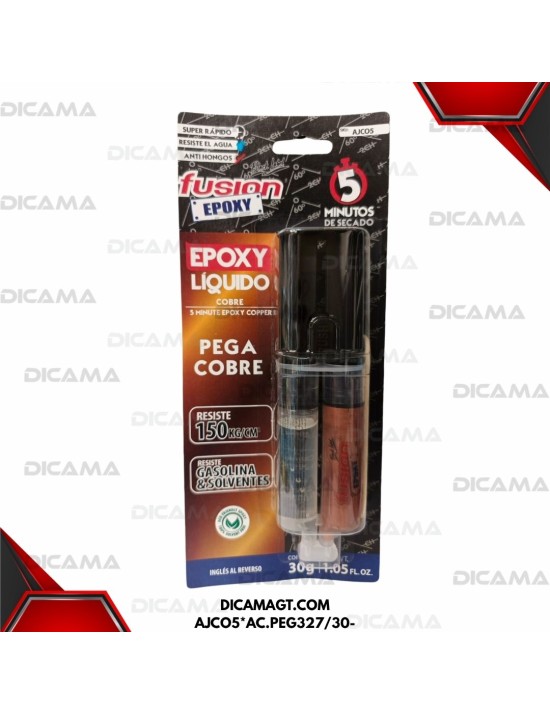 PEGAMENTO JERINGA COBRE 5 MIN AJCO5 FUSION 30 GRAMOS FUSION EPOXI AJCO5*AC.PEG327/30-GRAMOS