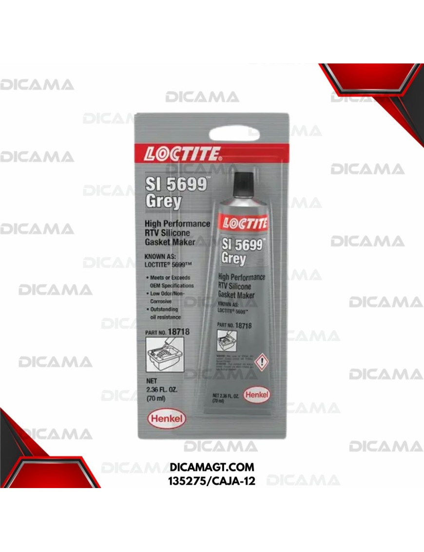 SILICON PEGAMENTO GRIS 70ML 5699 LOCTITE 135275/