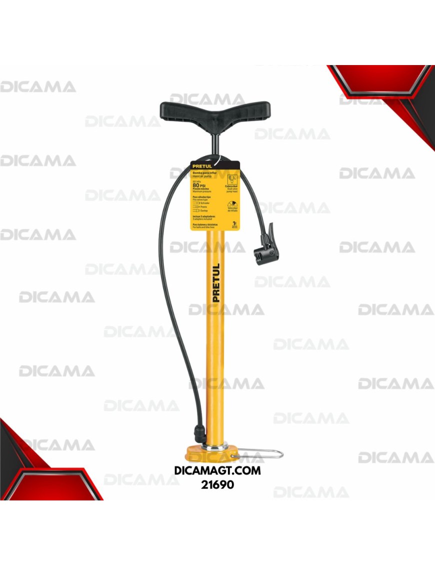 INFLADOR MANUAL 80 PSI PRETUL 21690