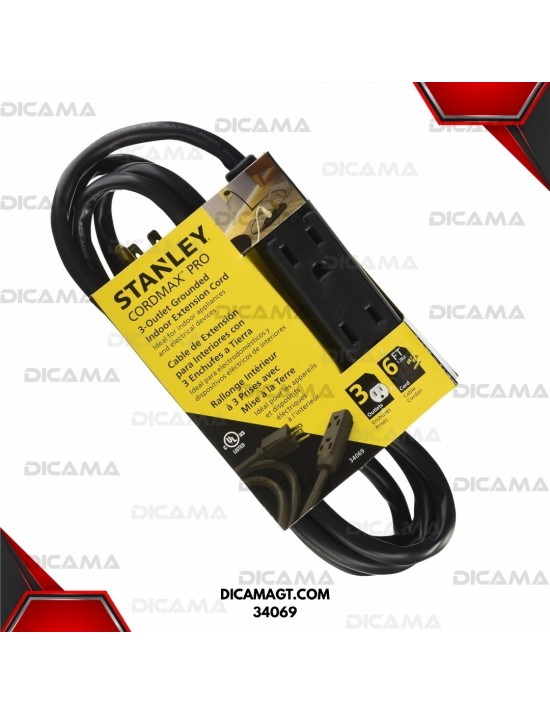 EXTENSION ELECTRICA 16/3 13A 6 NG STANLEY 34069