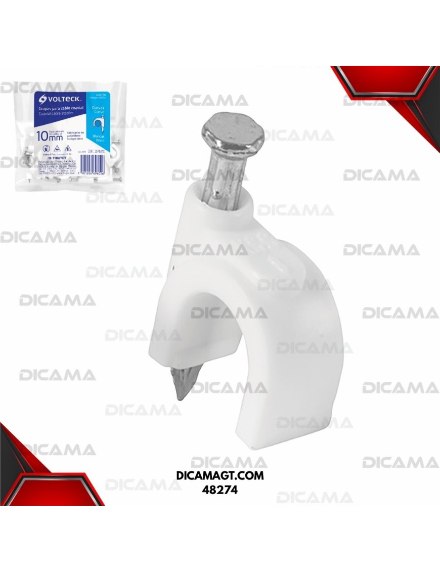 GRAPAS BLANCAS (20) DE 10 MM PARA CABLE REDONDO TRUPER 48274