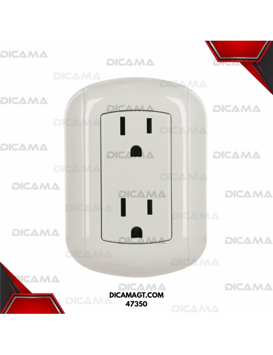 CONTACTO DE SOBREPONER DÚPLEX 2 POLOS+ TIERRA, ABS, VOLTECK 47350