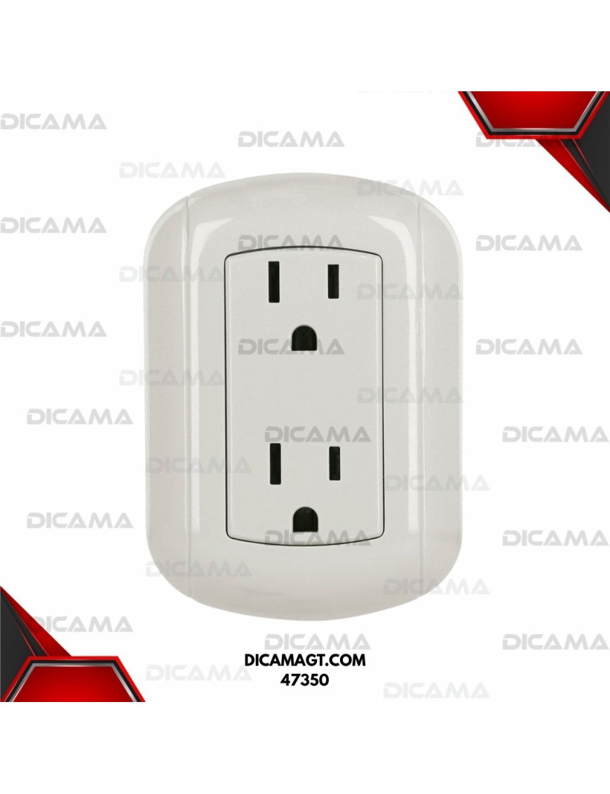 CONTACTO DE SOBREPONER DÚPLEX 2 POLOS+ TIERRA, ABS, VOLTECK 47350