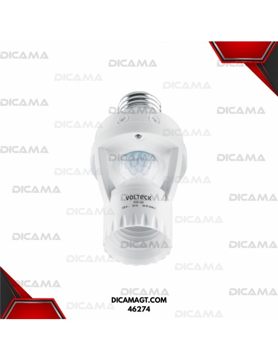 PORTA LAMPARA CON SENSOR DE MOVIMIENTO 360° VOLTECK 46274