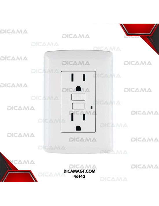 CONTACTO DUPLEX FALLA A TIERRA GFCI, BLANCO, LÍNEA ITALIANA TRUPER 46142