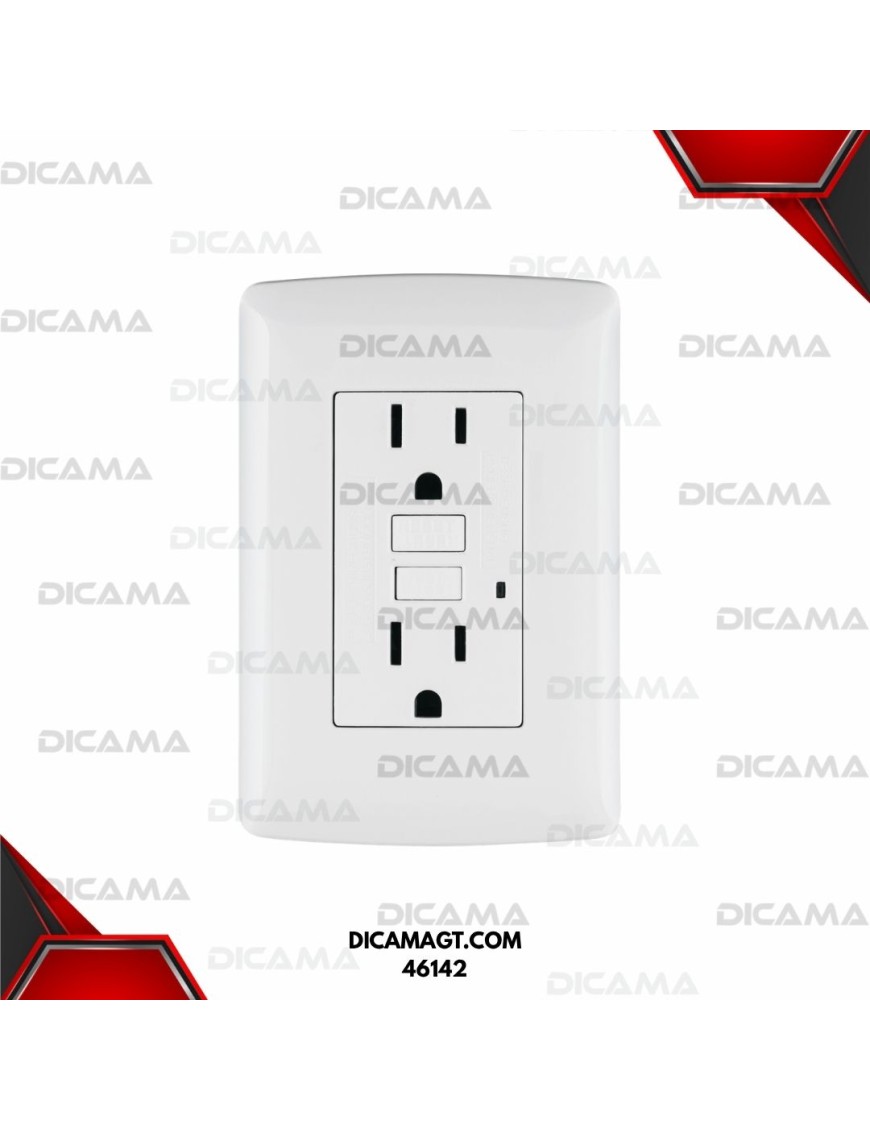 CONTACTO DUPLEX FALLA A TIERRA GFCI, BLANCO, LÍNEA ITALIANA TRUPER 46142