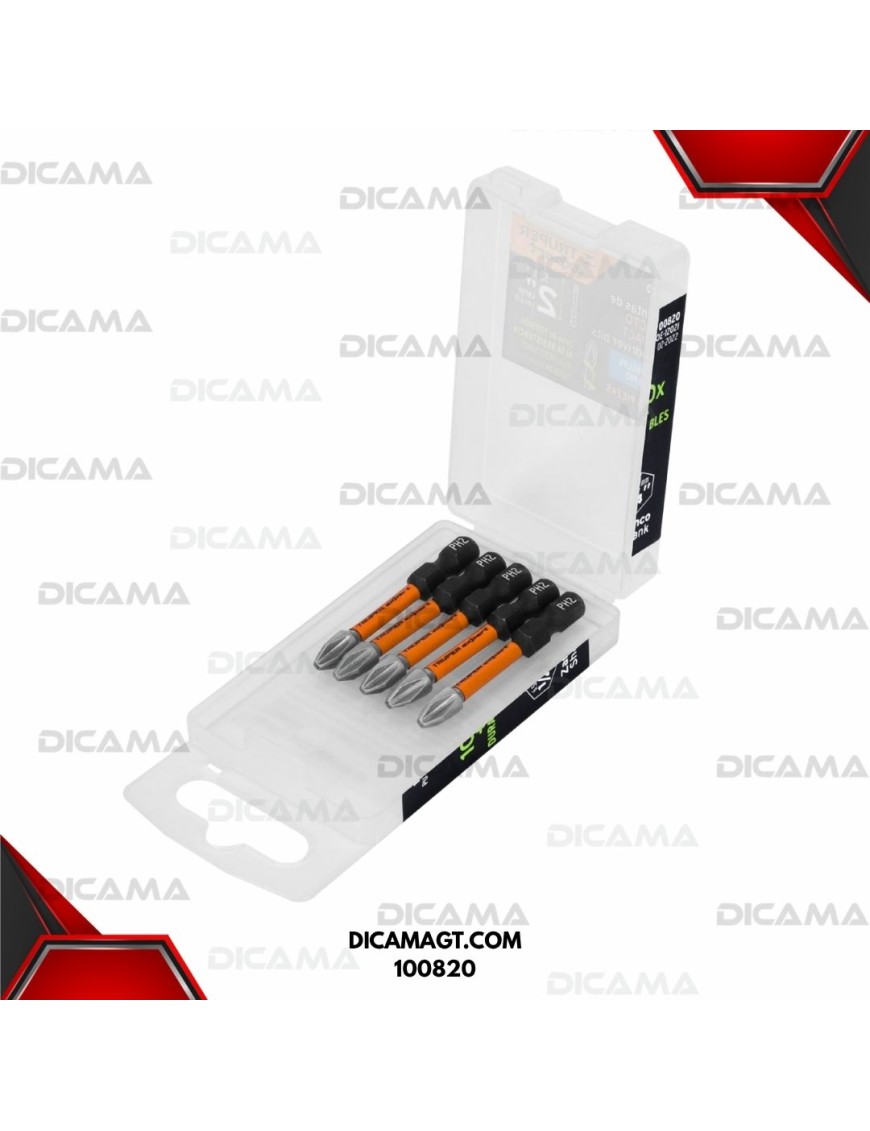 ESTUCHE CON 5 PUNTAS DE CRUZ PH2 DE IMPACTO LARGO 2 TRUPER 100820