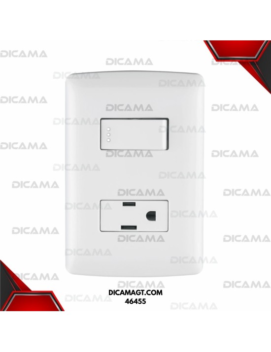 PLACA ARMADA CONTACTO E INTERRUPTOR BLANCO LINEA ITALIANA VOLTECK 46455