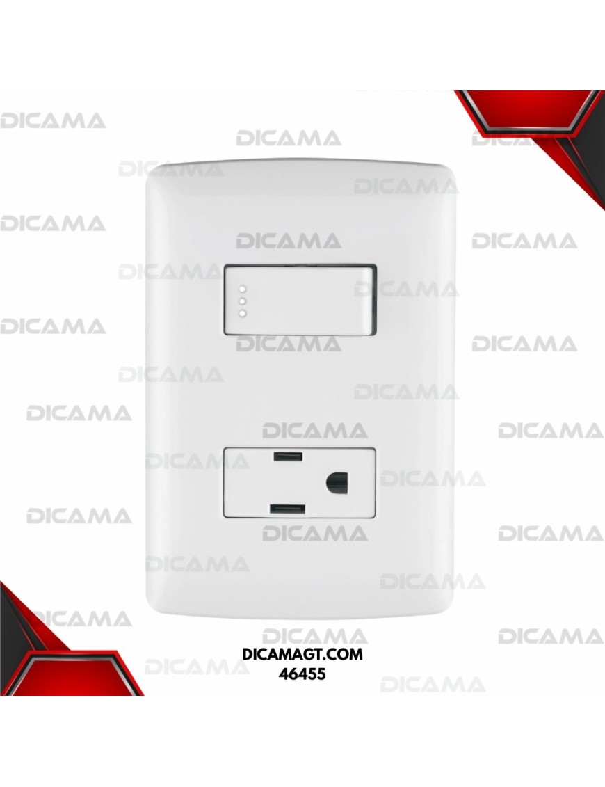 PLACA ARMADA CONTACTO E INTERRUPTOR BLANCO LINEA ITALIANA VOLTECK 46455