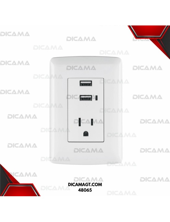 CONTACTO ATERRIZADO+2PUERTOS USB BLANCO VOLTECK 48065