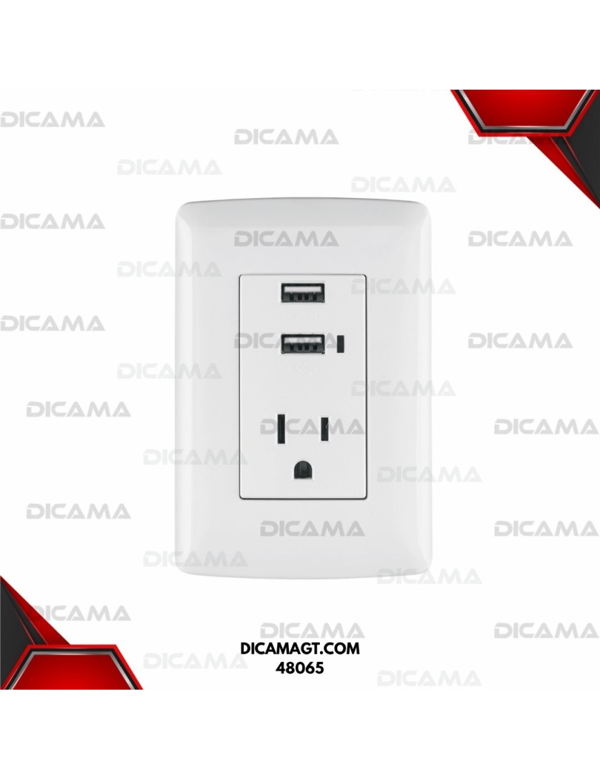 CONTACTO ATERRIZADO+2PUERTOS USB BLANCO VOLTECK 48065