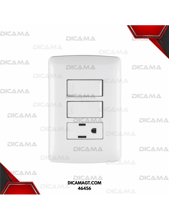 PLACA ARMADA CONTACTO 2 INTERRUPTORES,BLANCO, LÍNEA ITALIANA TRUPER 46456