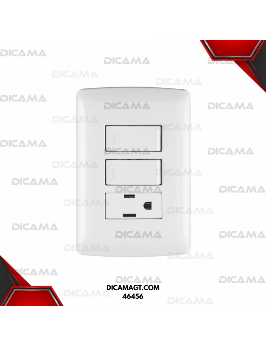 PLACA ARMADA CONTACTO 2 INTERRUPTORES,BLANCO, LÍNEA ITALIANA TRUPER 46456