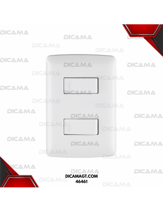 PLACA ARMADA, 2INTERRUPTORES SENCILLOS,BLANCO,LÍNEA ITALIANA TRUPER 46461